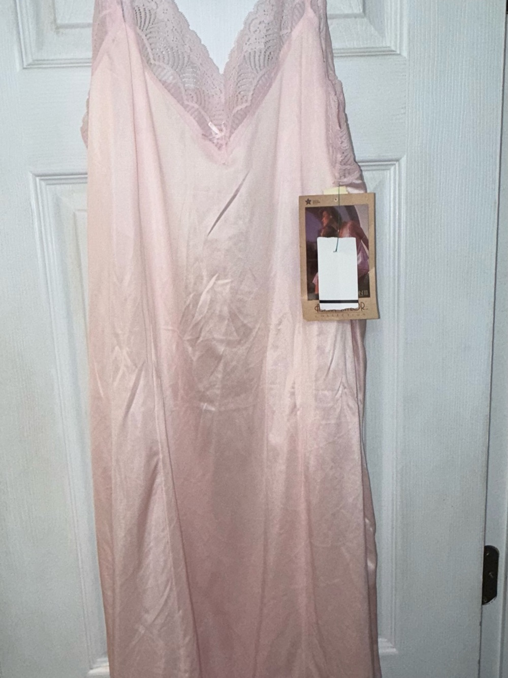 Ashley Taylor Blush Pink Lace-Trim Slip Nightgown